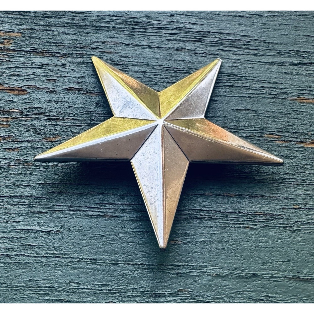 Vintage Jan Michaels San Francisco Silver Tone General Star Brooch Pin Signed